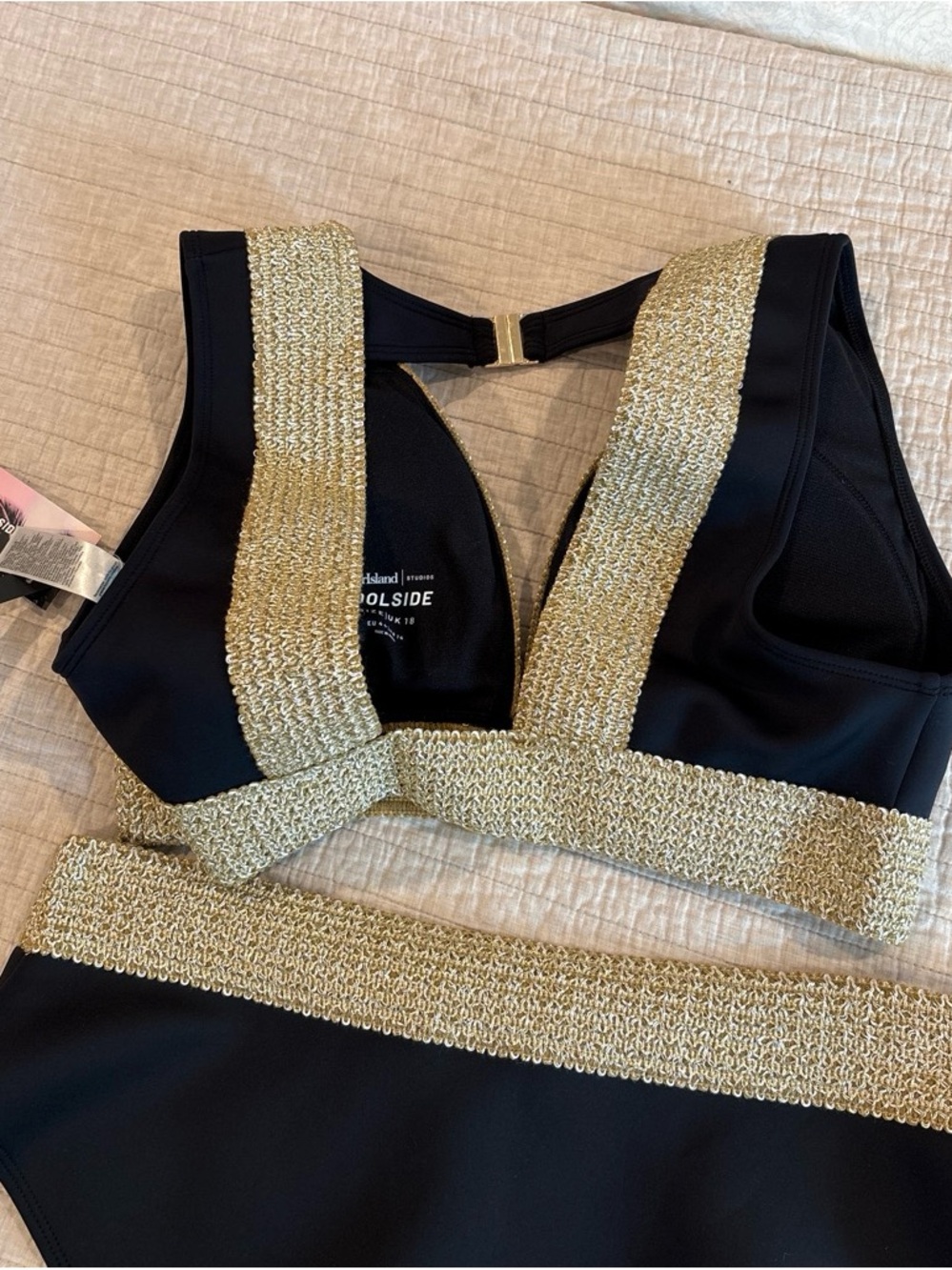River Island Black and Gold Two-Piece Swim Set NWT - Picture 5 of 5